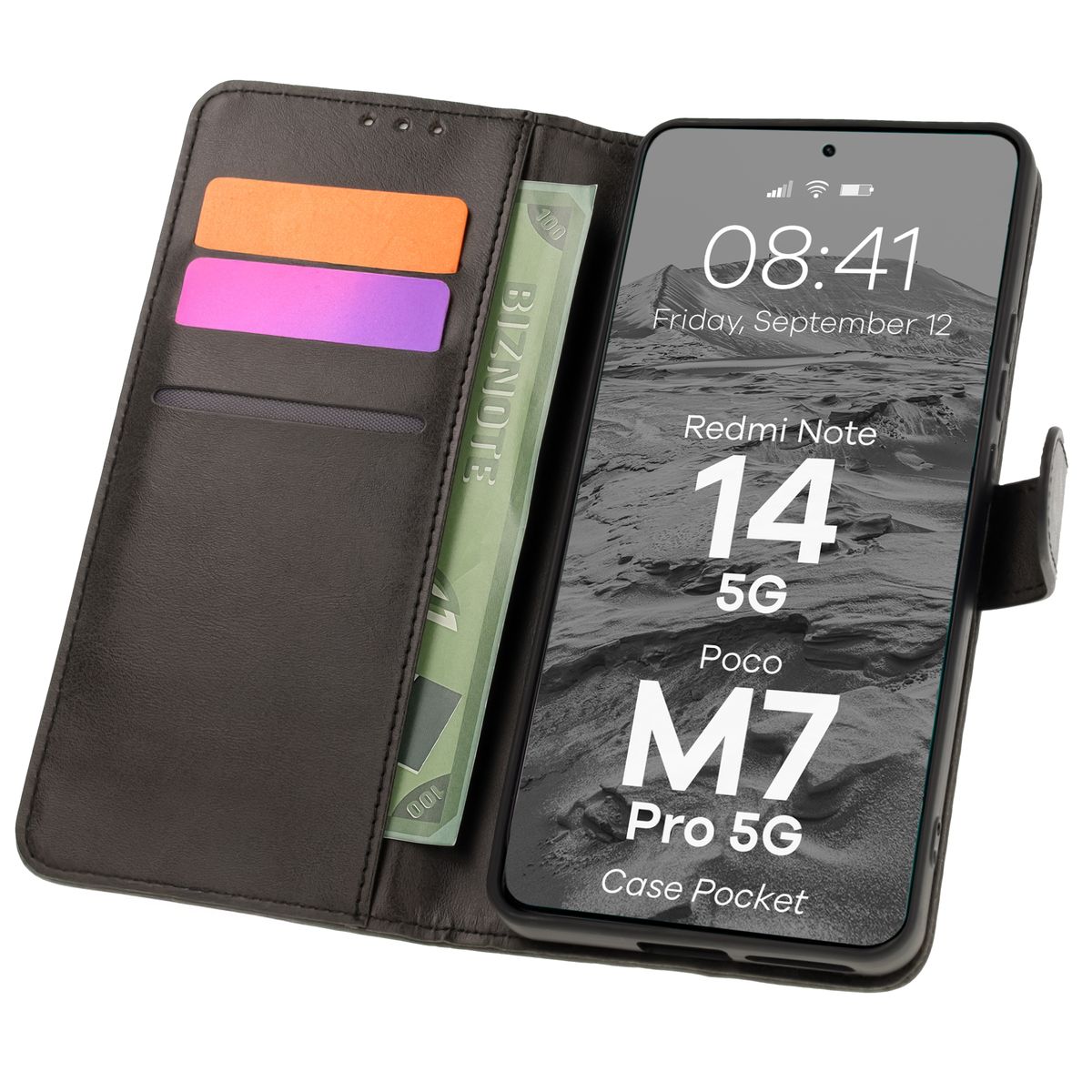 Etui z klapką Bizon Case Pocket do Xiaomi Redmi Note 14 5G / Xiaomi Poco M7 Pro 5G